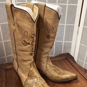 SheSole,Woman,Vintage Country Boots Genuine Leather,Sz 36.5,snake skin pattern.!